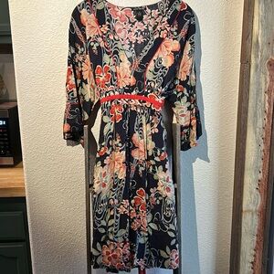 Lucky Brand Floral Knee Length Tie Back Dress